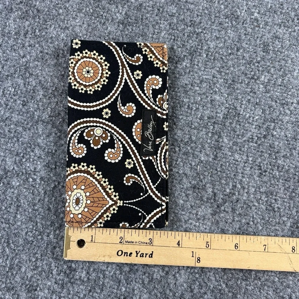 Y2K  Vera Bradley Checkbook Wallet Black Brown Paisley Boho Preppy‎